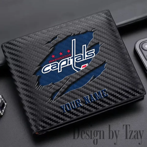 Washington Capitals NHL Carbon Wallet ID Credit Card Holder License Money Bag SPTCWCCH063