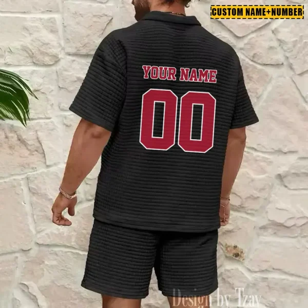 Houston Texans New Spring And Summer Leisure Sports Fitness Tide Male Short Sleeve Shorts Two-Piece Set BSPTWHZSS421 - Image 7