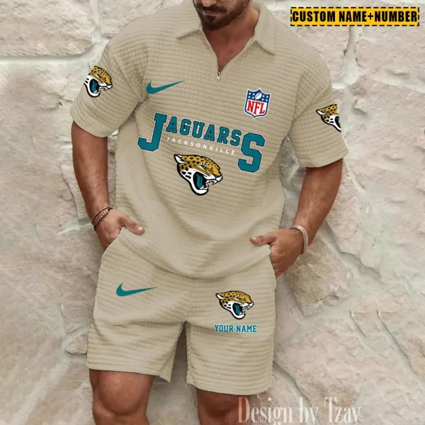 Jacksonville Jaguars New Spring And Summer Leisure Sports Fitness Tide Male Short Sleeve Shorts Two-Piece Set BSPTWHZSS423 - Image 5