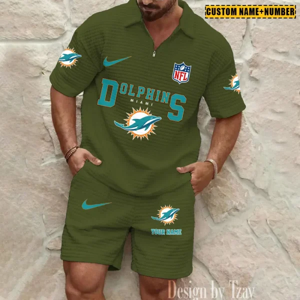 Miami Dolphins New Spring And Summer Leisure Sports Fitness Tide Male Short Sleeve Shorts Two-Piece Set BSPTWHZSS428 - Image 2