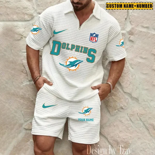 Miami Dolphins New Spring And Summer Leisure Sports Fitness Tide Male Short Sleeve Shorts Two-Piece Set BSPTWHZSS428 - Image 4