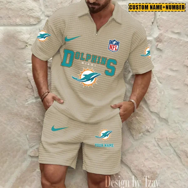 Miami Dolphins New Spring And Summer Leisure Sports Fitness Tide Male Short Sleeve Shorts Two-Piece Set BSPTWHZSS428 - Image 5