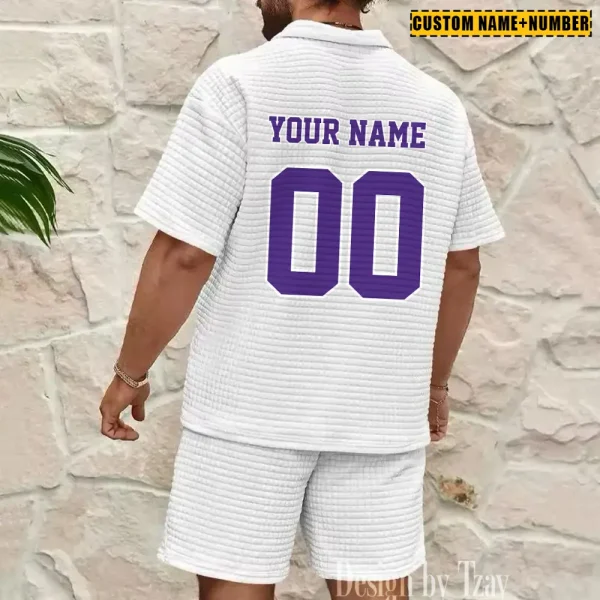 Minnesota Vikings New Spring And Summer Leisure Sports Fitness Tide Male Short Sleeve Shorts Two-Piece Set BSPTWHZSS429 - Image 6
