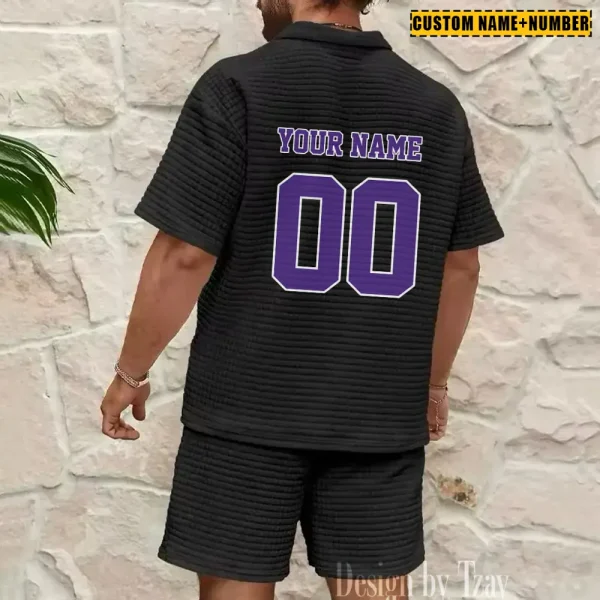 Minnesota Vikings New Spring And Summer Leisure Sports Fitness Tide Male Short Sleeve Shorts Two-Piece Set BSPTWHZSS429 - Image 7