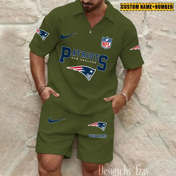 New England Patriots New Spring And Summer Leisure Sports Fitness Tide Male Short Sleeve Shorts Two-Piece Set BSPTWHZSS430 - Image 2