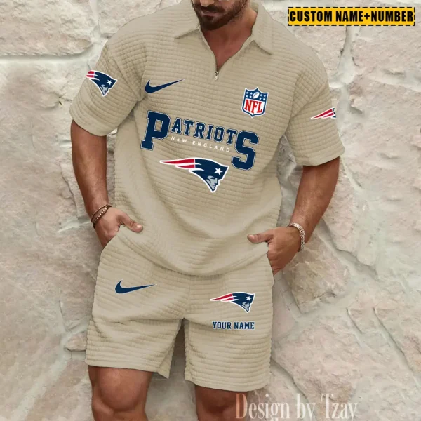 New England Patriots New Spring And Summer Leisure Sports Fitness Tide Male Short Sleeve Shorts Two-Piece Set BSPTWHZSS430 - Image 5