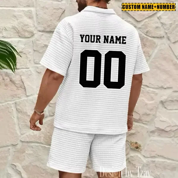 New Orleans Saints New Spring And Summer Leisure Sports Fitness Tide Male Short Sleeve Shorts Two-Piece Set BSPTWHZSS431 - Image 7