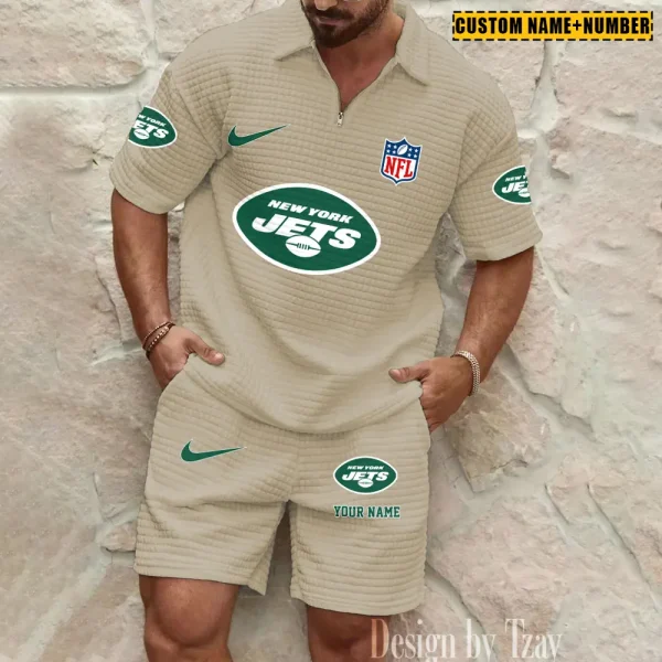 New York Jets New Spring And Summer Leisure Sports Fitness Tide Male Short Sleeve Shorts Two-Piece Set BSPTWHZSS433 - Image 3