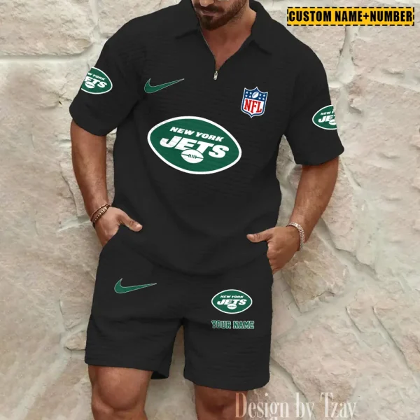 New York Jets New Spring And Summer Leisure Sports Fitness Tide Male Short Sleeve Shorts Two-Piece Set BSPTWHZSS433 - Image 4