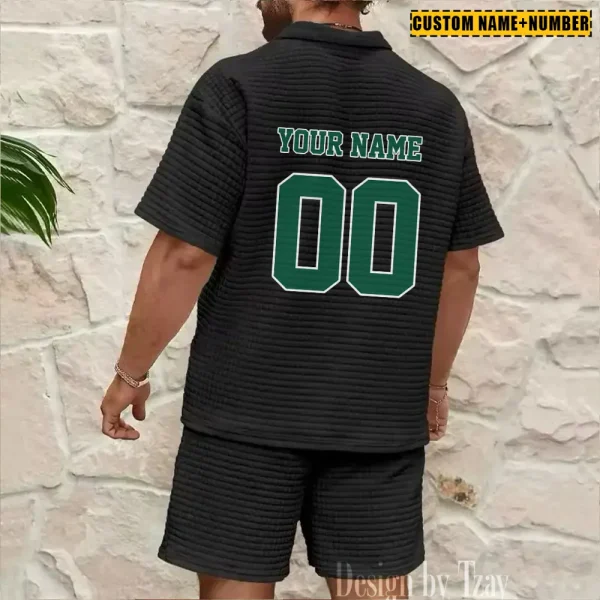 New York Jets New Spring And Summer Leisure Sports Fitness Tide Male Short Sleeve Shorts Two-Piece Set BSPTWHZSS433 - Image 6