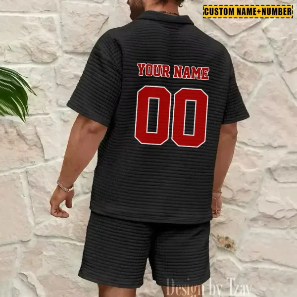 San Francisco 49ers New Spring And Summer Leisure Sports Fitness Tide Male Short Sleeve Shorts Two-Piece Set BSPTWHZSS436 - Image 6