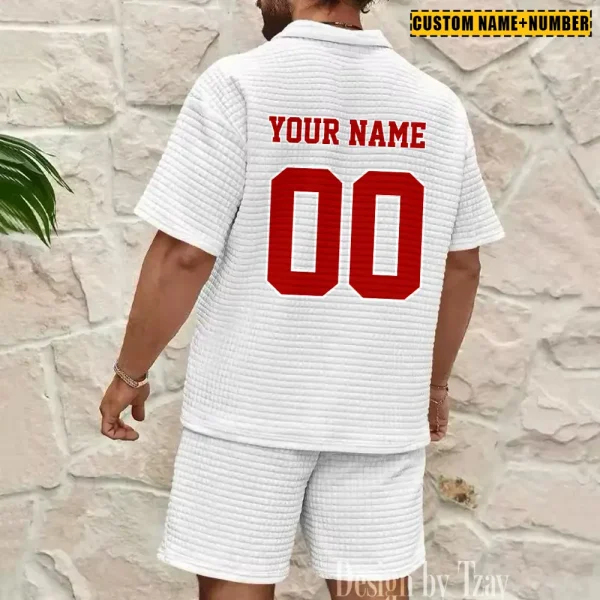 San Francisco 49ers New Spring And Summer Leisure Sports Fitness Tide Male Short Sleeve Shorts Two-Piece Set BSPTWHZSS436 - Image 7