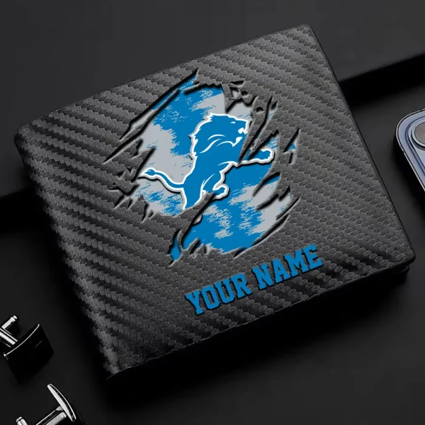Detroit Lions Carbon Wallet ID Credit Card Holder License Money Bag SPTCWCCH075