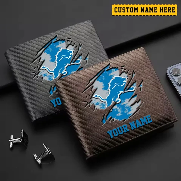 Detroit Lions Carbon Wallet ID Credit Card Holder License Money Bag SPTCWCCH075 - Image 2