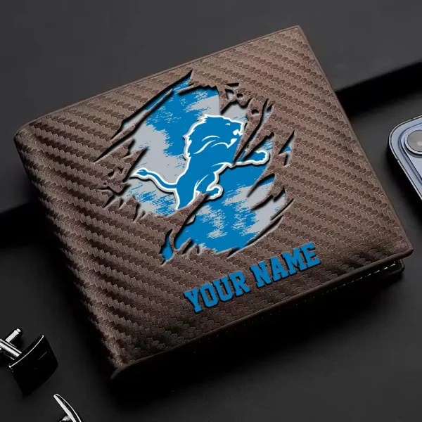 Detroit Lions Carbon Wallet ID Credit Card Holder License Money Bag SPTCWCCH075 - Image 3
