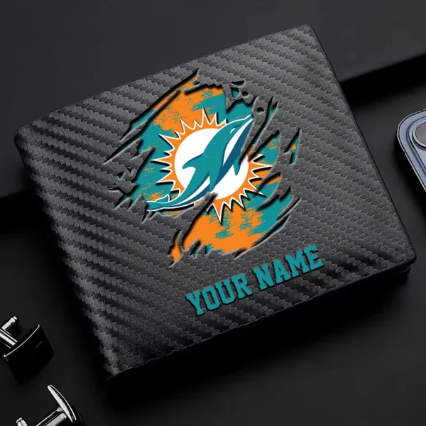 Miami Dolphins Carbon Wallet ID Credit Card Holder License Money Bag SPTCWCCH084