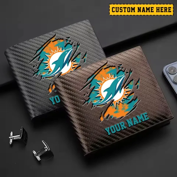 Miami Dolphins Carbon Wallet ID Credit Card Holder License Money Bag SPTCWCCH084 - Image 2