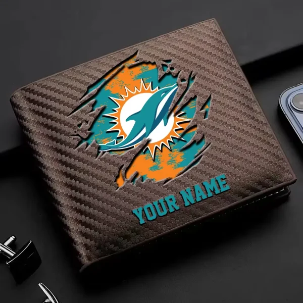 Miami Dolphins Carbon Wallet ID Credit Card Holder License Money Bag SPTCWCCH084 - Image 3