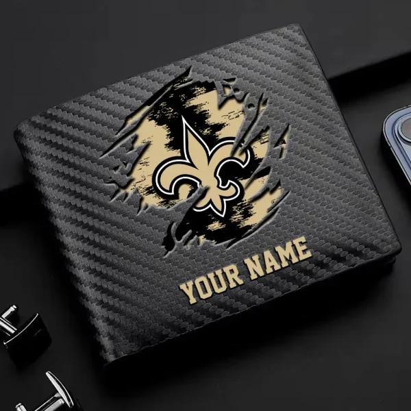 New Orleans Saints Carbon Wallet ID Credit Card Holder License Money Bag SPTCWCCH087
