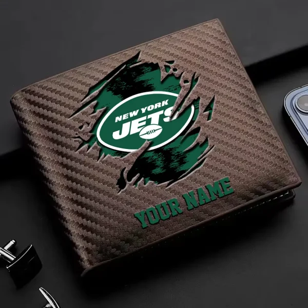 New York Jets Carbon Wallet ID Credit Card Holder License Money Bag SPTCWCCH089 - Image 2