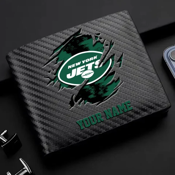 New York Jets Carbon Wallet ID Credit Card Holder License Money Bag SPTCWCCH089 - Image 3