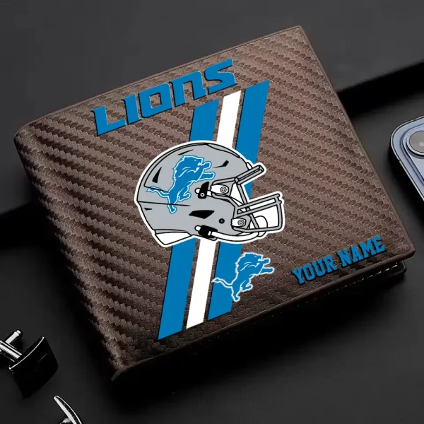 Detroit Lions Carbon Wallet ID Credit Card Holder License Money Bag SPTCWCCH107