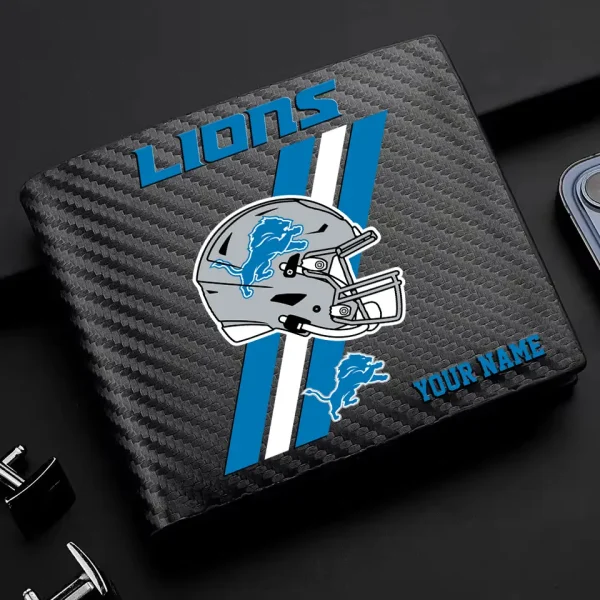 Detroit Lions Carbon Wallet ID Credit Card Holder License Money Bag SPTCWCCH107 - Image 2