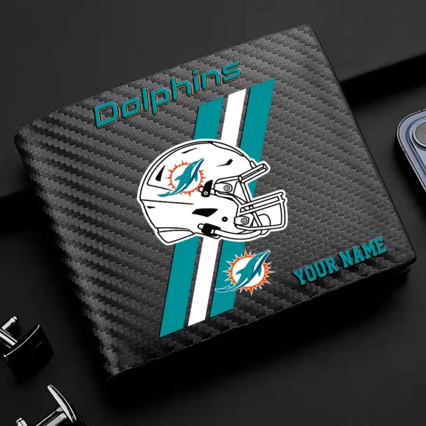 Miami Dolphins Carbon Wallet ID Credit Card Holder License Money Bag SPTCWCCH116 - Image 2