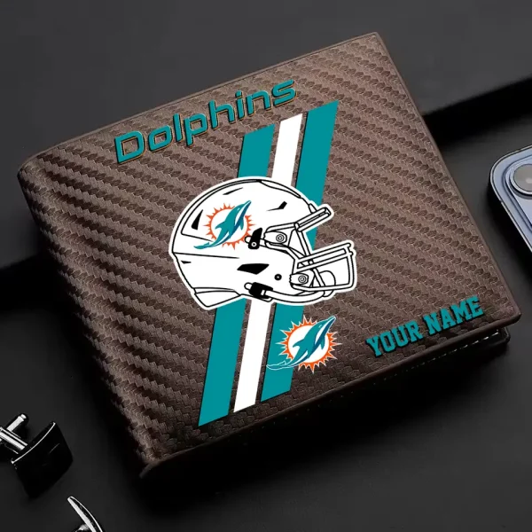 Miami Dolphins Carbon Wallet ID Credit Card Holder License Money Bag SPTCWCCH116 - Image 3