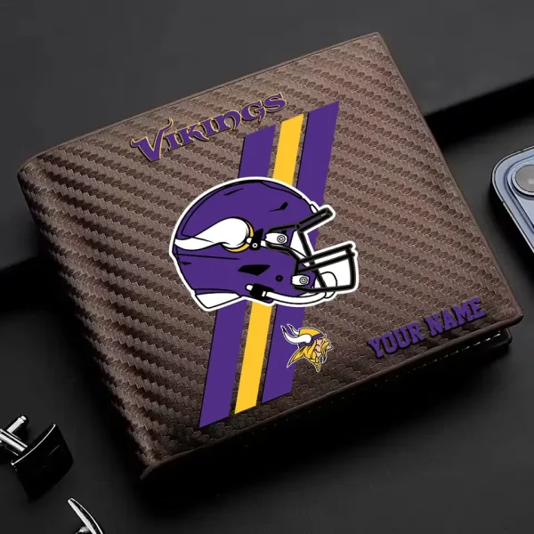 Minnesota Vikings Carbon Wallet ID Credit Card Holder License Money Bag SPTCWCCH117
