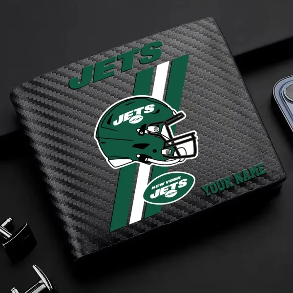 New York Jets Carbon Wallet ID Credit Card Holder License Money Bag SPTCWCCH121 - Image 2
