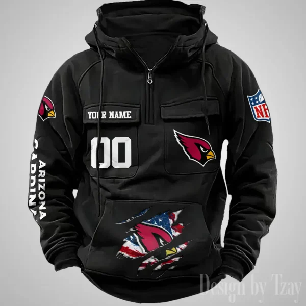 Arizona Cardinals Designer Hoodies For Men Casual Fashion Solid Multi-Pocket Zipper Long Slevee AZVMHD894 - Image 3