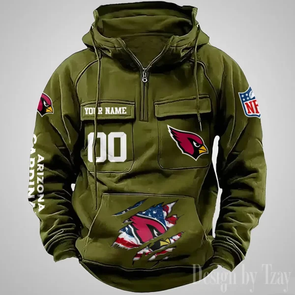 Arizona Cardinals Designer Hoodies For Men Casual Fashion Solid Multi-Pocket Zipper Long Slevee AZVMHD894 - Image 4