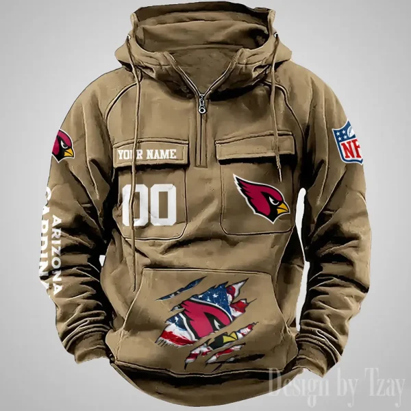 Arizona Cardinals Designer Hoodies For Men Casual Fashion Solid Multi-Pocket Zipper Long Slevee AZVMHD894 - Image 5