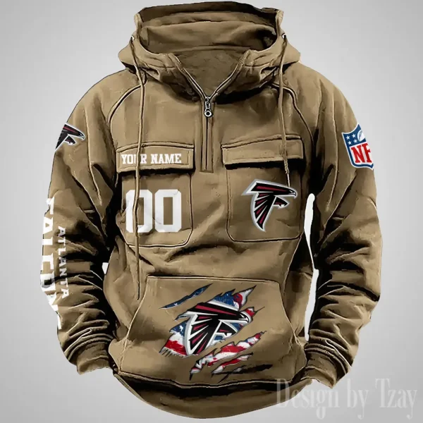 Atlanta Falcons Designer Hoodies For Men Casual Fashion Solid Multi-Pocket Zipper Long Slevee AZVMHD895