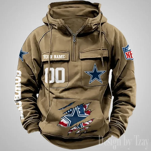 Dallas Cowboys Designer Hoodies For Men Casual Fashion Solid Multi-Pocket Zipper Long Slevee AZVMHD902