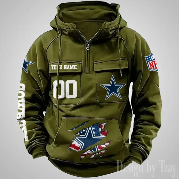 Dallas Cowboys Designer Hoodies For Men Casual Fashion Solid Multi-Pocket Zipper Long Slevee AZVMHD902 - Image 4