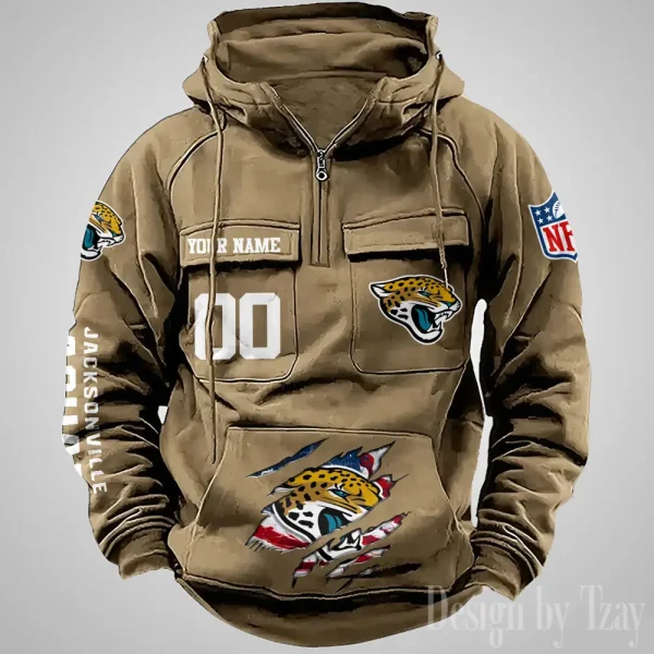 Jacksonville Jaguars Designer Hoodies For Men Casual Fashion Solid Multi-Pocket Zipper Long Slevee AZVMHD908