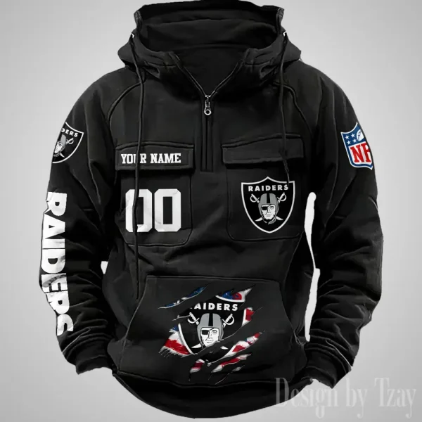 Las Vegas Raiders Designer Hoodies For Men Casual Fashion Solid Multi-Pocket Zipper Long Slevee AZVMHD910