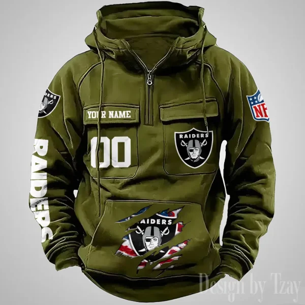 Las Vegas Raiders Designer Hoodies For Men Casual Fashion Solid Multi-Pocket Zipper Long Slevee AZVMHD910 - Image 2