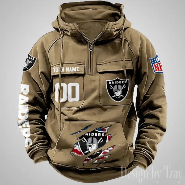 Las Vegas Raiders Designer Hoodies For Men Casual Fashion Solid Multi-Pocket Zipper Long Slevee AZVMHD910 - Image 3