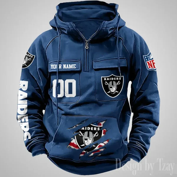 Las Vegas Raiders Designer Hoodies For Men Casual Fashion Solid Multi-Pocket Zipper Long Slevee AZVMHD910 - Image 4