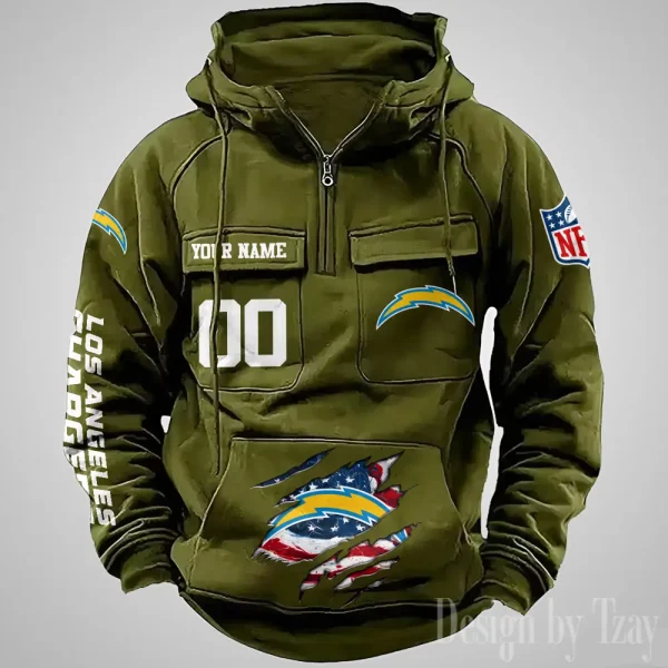 Los Angeles Chargers Designer Hoodies For Men Casual Fashion Solid Multi-Pocket Zipper Long Slevee AZVMHD911