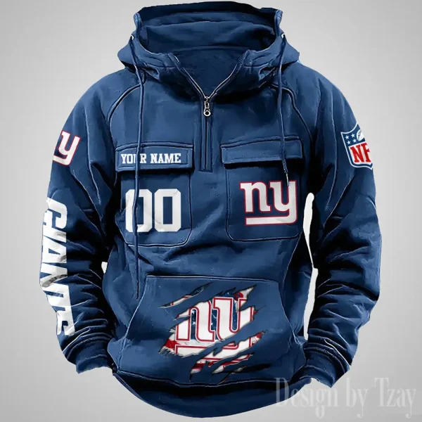 New York Giants Designer Hoodies For Men Casual Fashion Solid Multi-Pocket Zipper Long Slevee AZVMHD917