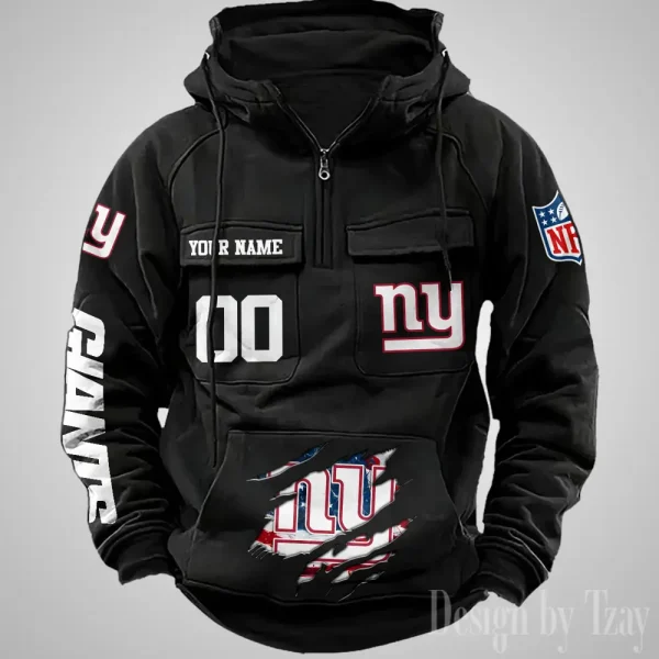 New York Giants Designer Hoodies For Men Casual Fashion Solid Multi-Pocket Zipper Long Slevee AZVMHD917 - Image 5