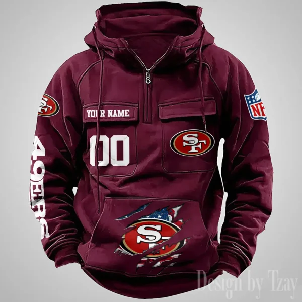 San Francisco 49ers Designer Hoodies For Men Casual Fashion Solid Multi-Pocket Zipper Long Slevee AZVMHD921