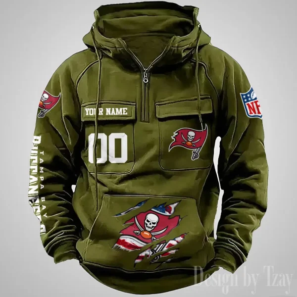Tampa Bay Buccaneers Designer Hoodies For Men Casual Fashion Solid Multi-Pocket Zipper Long Slevee AZVMHD923 - Image 3