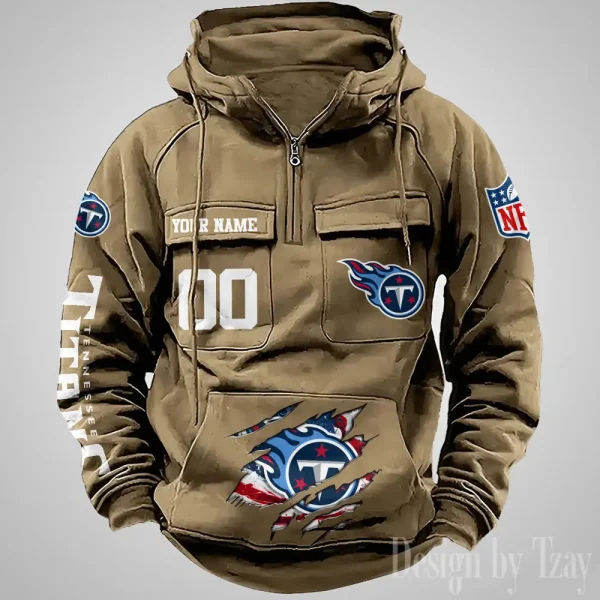 Tennessee Titans Designer Hoodies For Men Casual Fashion Solid Multi-Pocket Zipper Long Slevee AZVMHD924