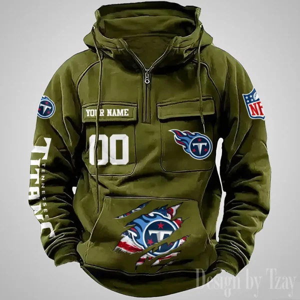Tennessee Titans Designer Hoodies For Men Casual Fashion Solid Multi-Pocket Zipper Long Slevee AZVMHD924 - Image 4