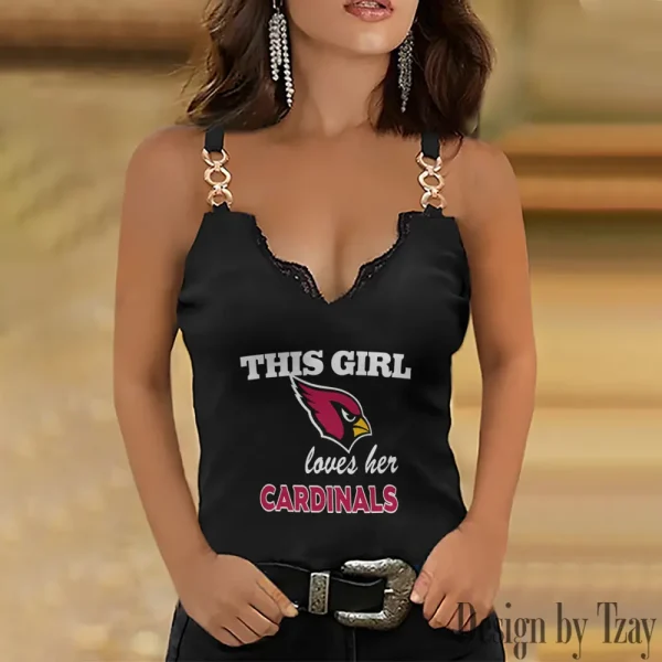Arizona Cardinals Sexy Splicing Metal Chain Strap Tank Top For Women SPTWCSTT203
